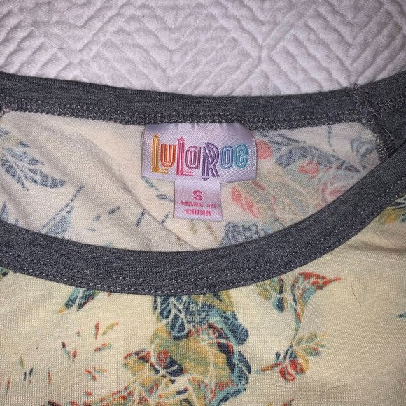 LuLaRoe Julia Raglan Dress, S, New w/o tags (Never Worn), Yellow w/ gray sleeves - Picture 3 of 3